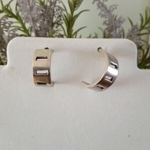 Silver half hoop earrings 925 1"